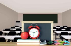 Classroom with alarm clock