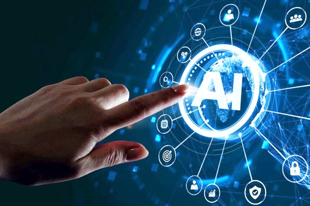 a hand pointing to AI icon