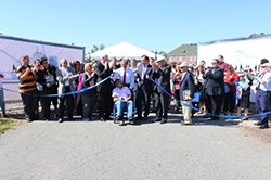 The Willowbrook Mile groundbreaking ceremony on September 16, 2016 – former resident Bernard Carabello, Diane Buglioli, David Goode, Geraldo Rivera, Michael Cusick and CSI/CUNY President William Fritz unify the original properties of the former Willowbrook State School.