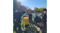 Group of people working with a compost