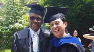 David Jordan with student at commencement
