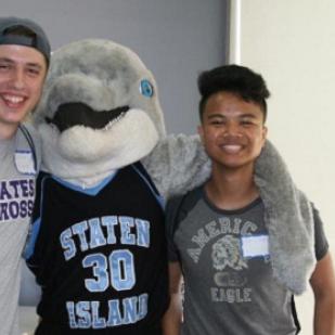 CSI Verrazzano School  Students with the Dolphin Mascot