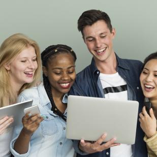 students with laptop