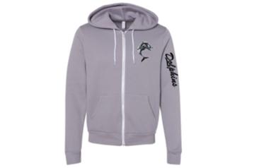 Dolphins Gray Zipper Sweat Shirt