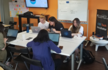 tech incubator students in classroom