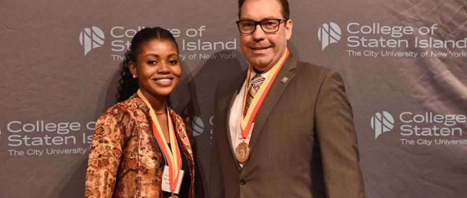 Phi Beta Delta Induction Ceremony April 2022 student inductee and Dr. Lync PBD Induction student inductee and Dr. Lynch 2022