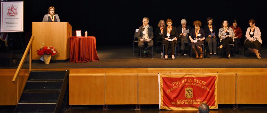 People on stage during Induction Ceremony 