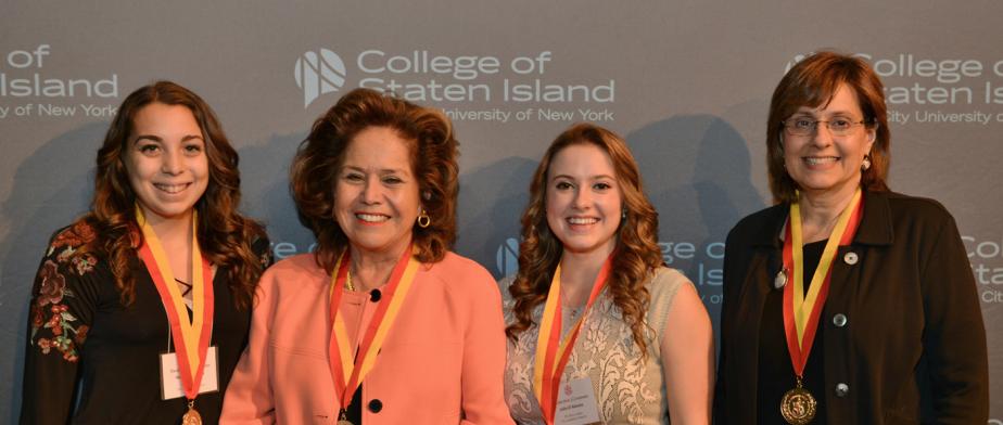 Honorary Speaker: Ambassador Maria Teresa Merino Villarán de Hart, Consul General of Peru, New York with CSI new student inductees and Anita Romano