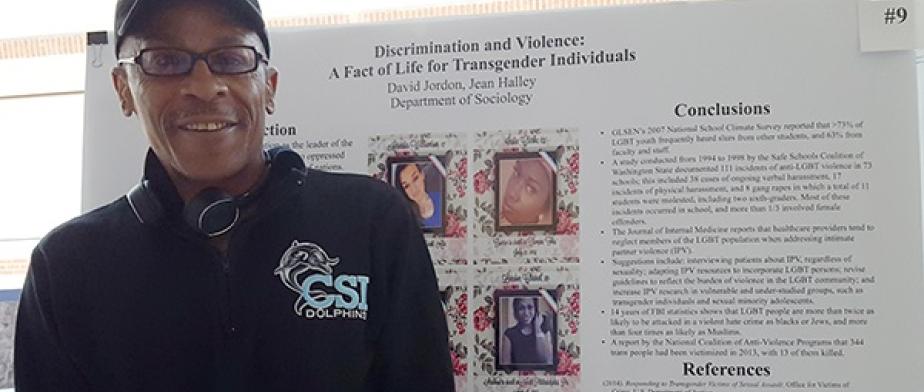 David Jordan doing a presentation on Discrimination and Violence: A fact of life for Transgender Individuals