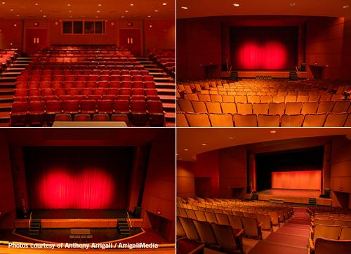 Composite images of the williamson theater showing the stage and seating Composite images of the williamson theater showing the stage and seating