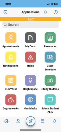 Screen Shot Mobile Device of CUNY Applications