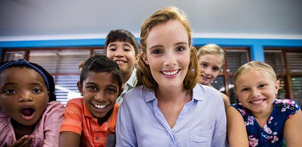 Female instructor with K-12 students