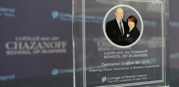 school of business chazanoff dedication plaque