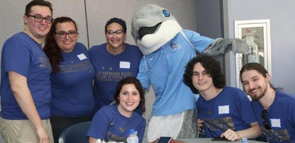 CSI Verrazzano School  Students with the Dolphin Mascot