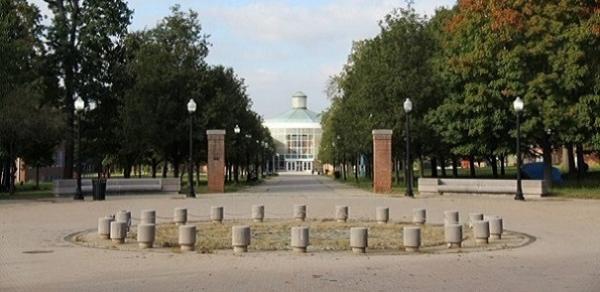 The CSI Fountain on Alumni Walk