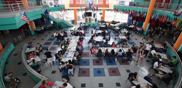 inside student center  view from above