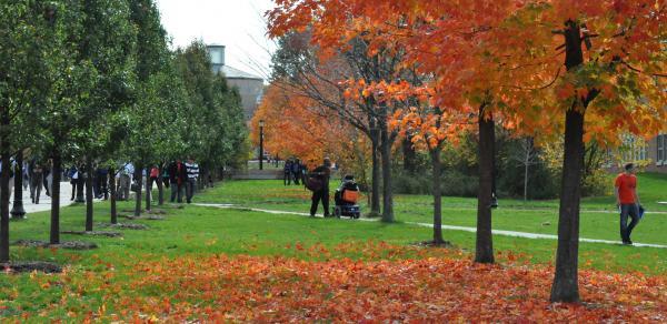 Students walking on campus