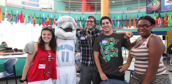 Students with Danny the Dolphin