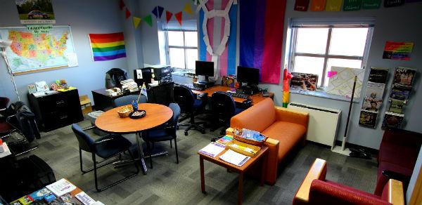 The LGBTQ Resource Center is a fun and relaxing place to hang out. There are couches, as study area, computers, mini-fridge, microwave, books and magazines for students to enjoy.