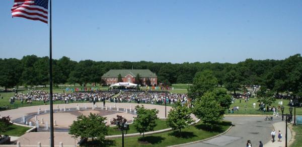 commencement by CFA building