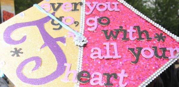 Commencement 2015 graduation cap with design