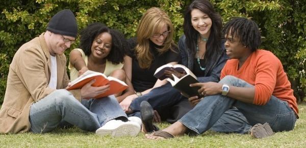 group of students studying 