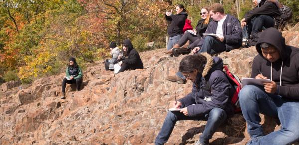 Group of students in the mountain