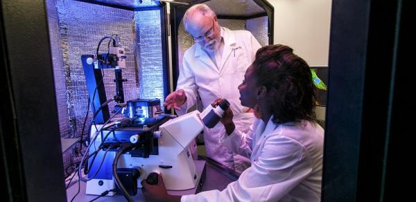 Female student in lab