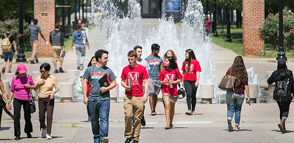 Students in group  walking