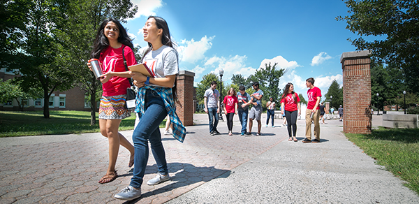 students on walkway