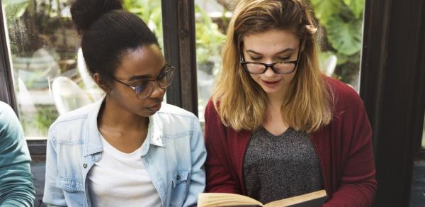 two students reading