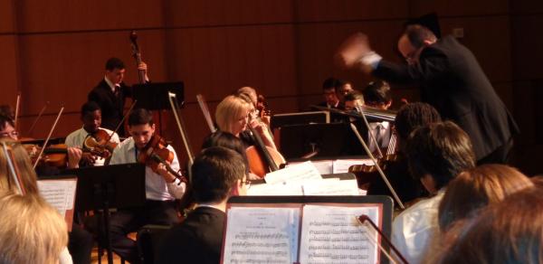 Orchestra performing at CSI Williamson Theatre 