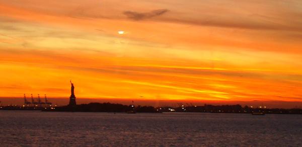 Statue Of Liberty At Sunset