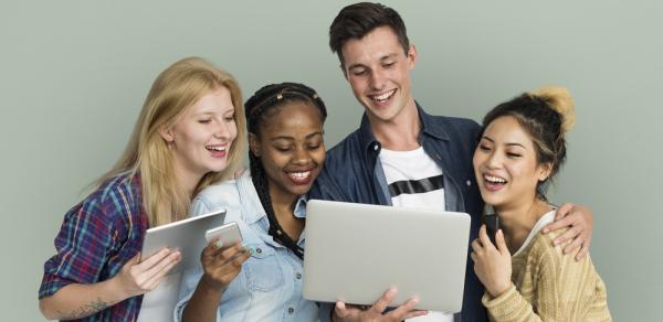 students with laptop