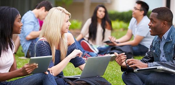 group of students on lawn