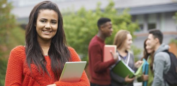 female student with books