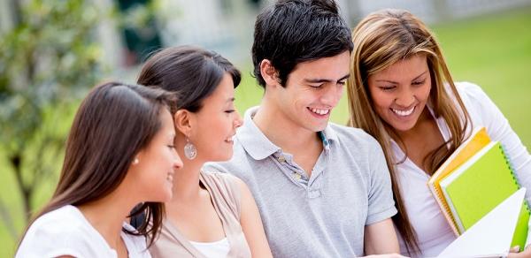 Four Students On A Bench