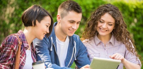 Students reading book