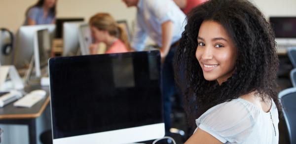 Student Working In Computer Lab