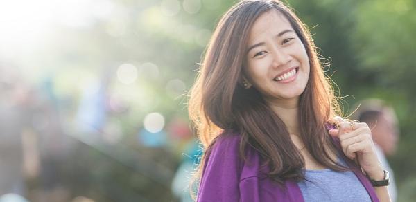 Smiling Student Walking Outside