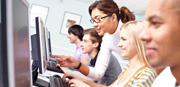 Students in computer room