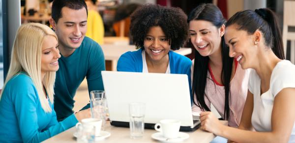 students with laptop