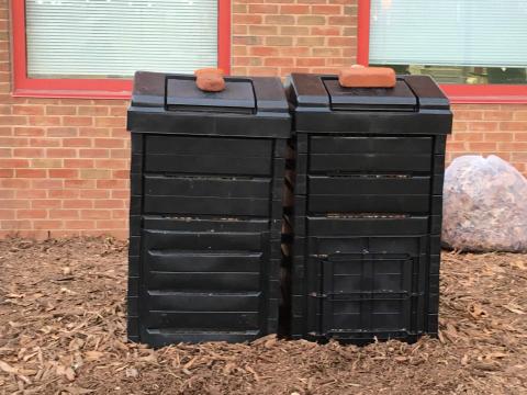 2  black composting bins