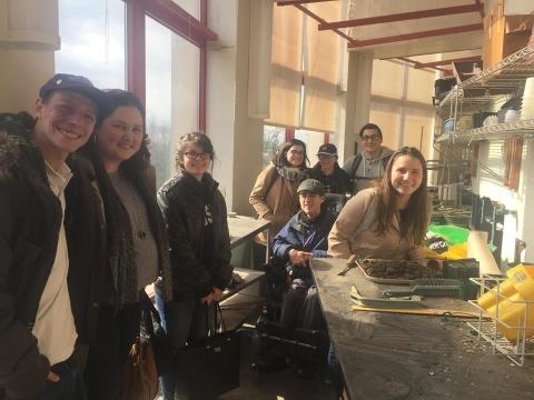 Group of people in the greenhouse