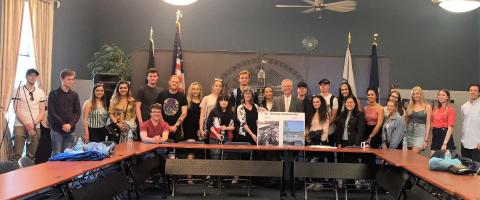 June 2018 - Students from Liverpool John Moores University (LJMU) The Business Study Tour group from Liverpool John Moores University (LJMU) and Center for Global Engagement staff visit with Deputy Borough President Edward Burke