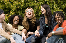 Students laughing together in a group