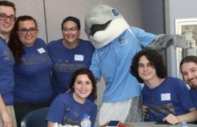 CSI Verrazzano School  Students with the Dolphin Mascot