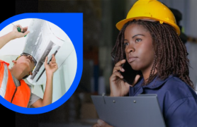 HVAC Program a woman working on air condition unit with a woman on worksite smiling