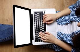 student at keyboard in distance learning course