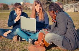 group of students on lawn